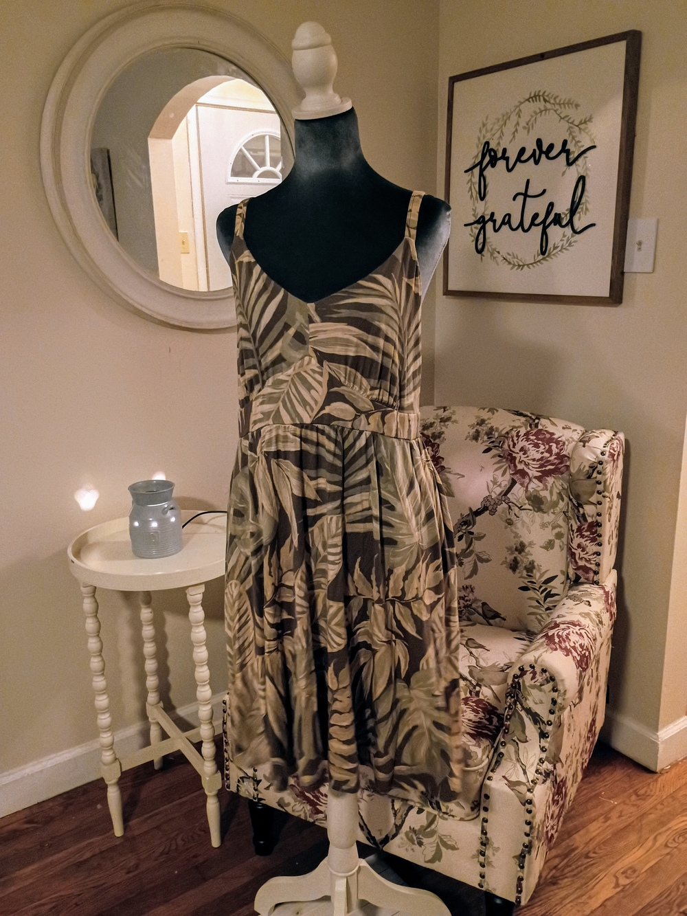 Torrid Sz. 2 Olive Green Tropical Print Spaghetti Strap Mini Dress